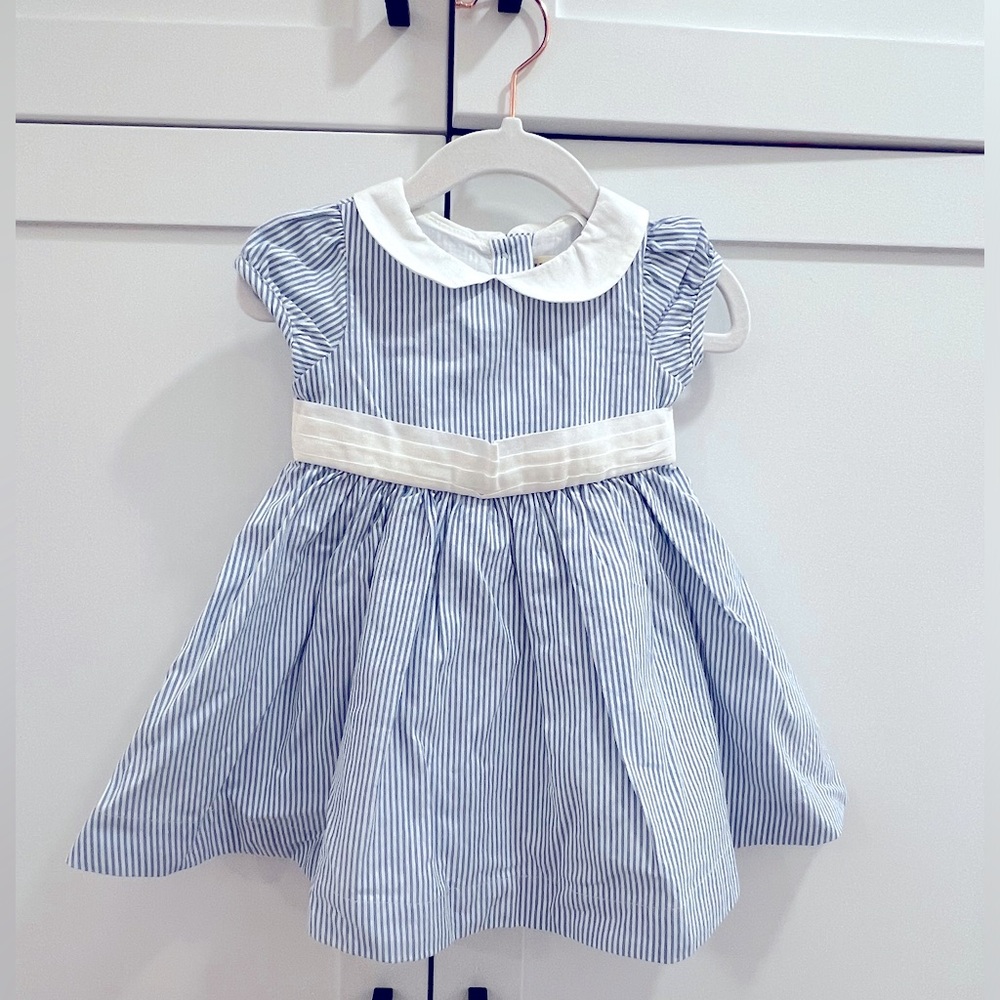 Hope & Henry Baby- Organic Seersucker Peter Pan Collar Dress